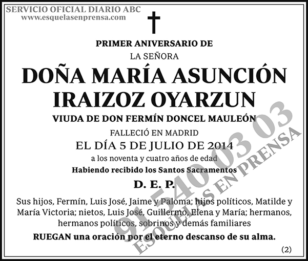 María Asunción Iraizoz Oyarzun